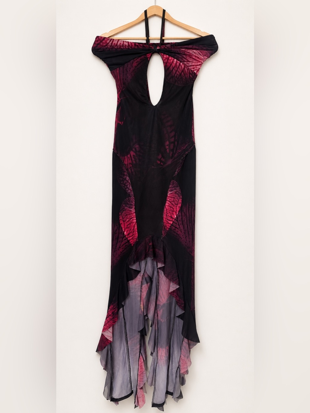 Murci- ORCHID 
KEYHOLE MIDI TO MAXI RUFFLE DRESS